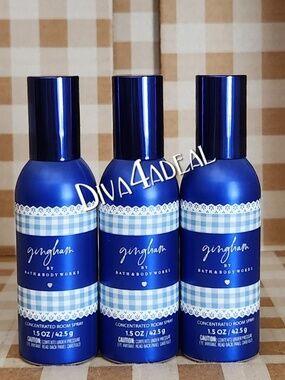 3X Bath & Body Works GINGHAM Concentrated Room Spray Bundle